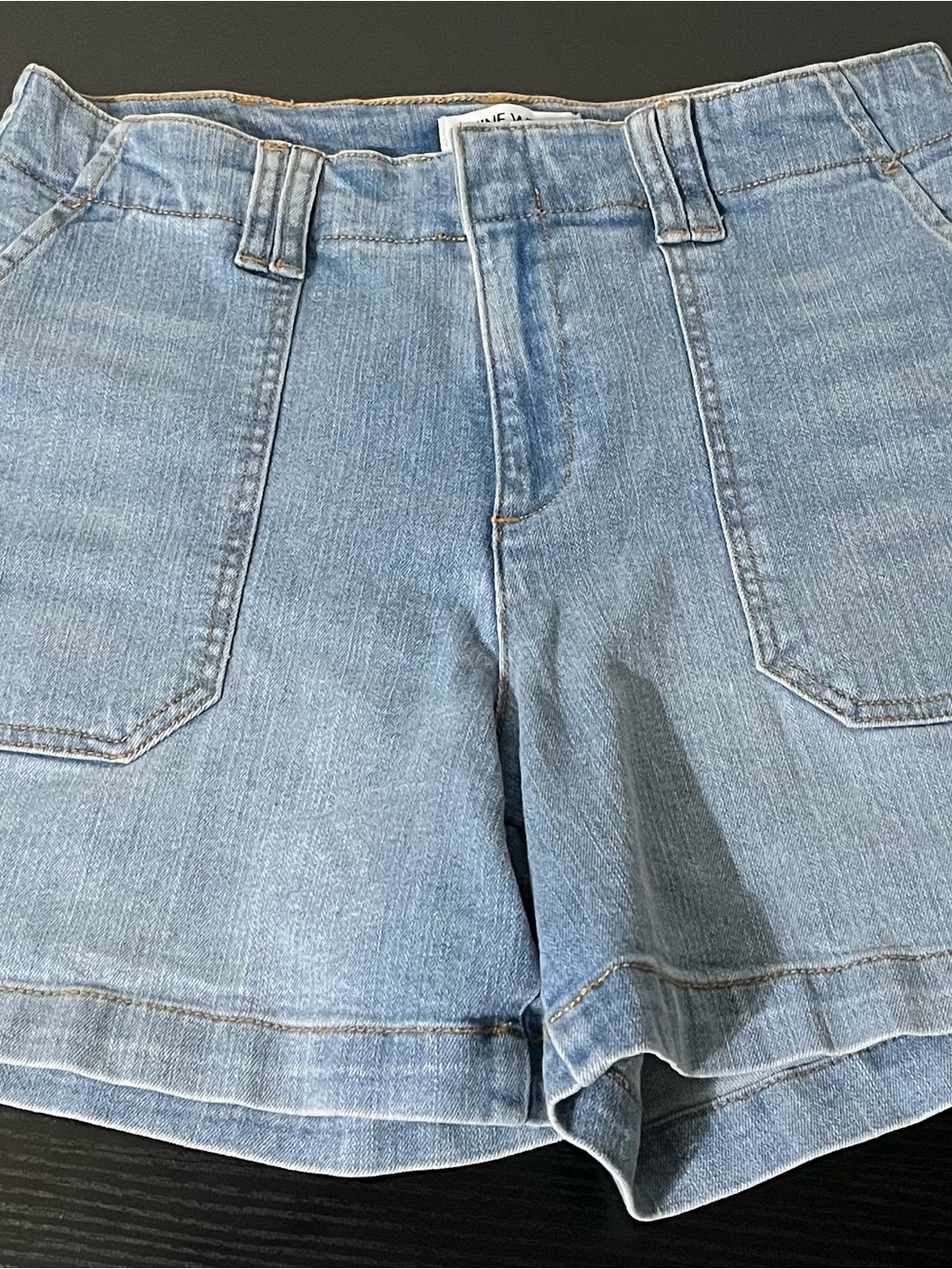 Nine West Light Blue Denim Front-Pocket Shorts